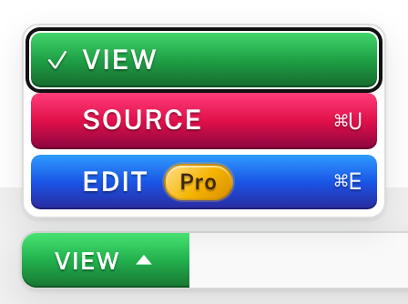 The mode menu: View, Source and Edit. Edit needs Line9 Pro.